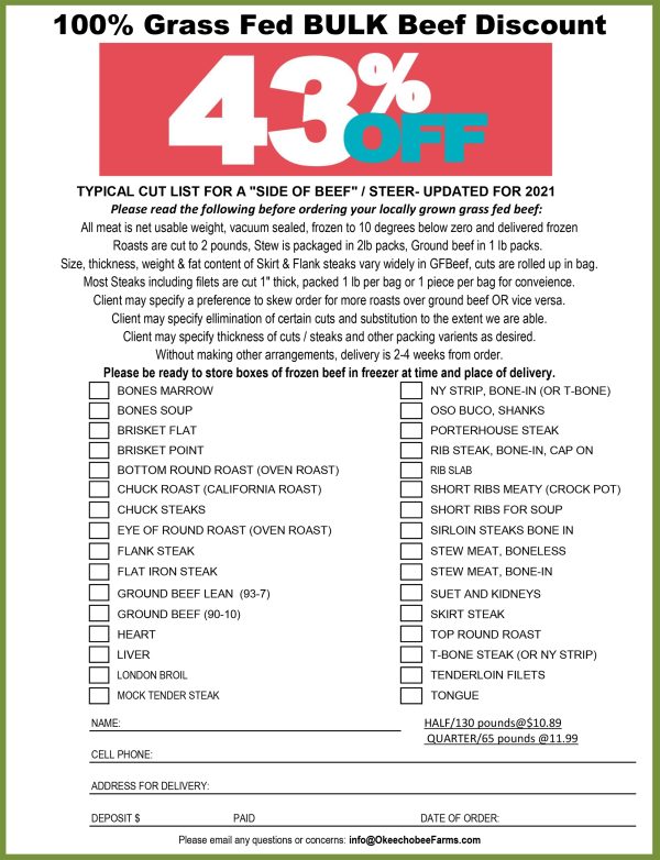 Print Bulk Beef Order Form – Okeechobee Farms